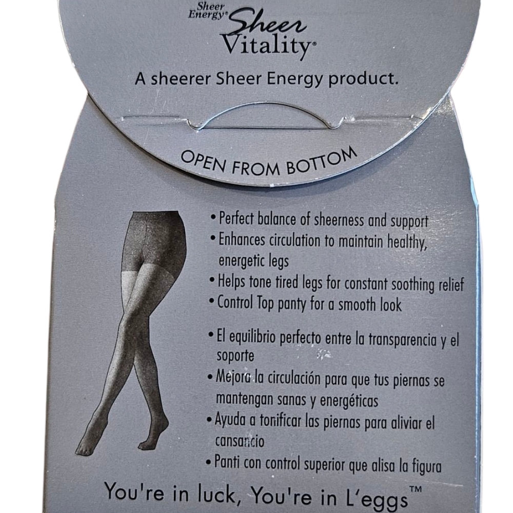 Leggs Sheer Energy Suntan B 9065 Control Top Sheer Toe Pantyhose New In Box NWT - Picture 6 of 6
